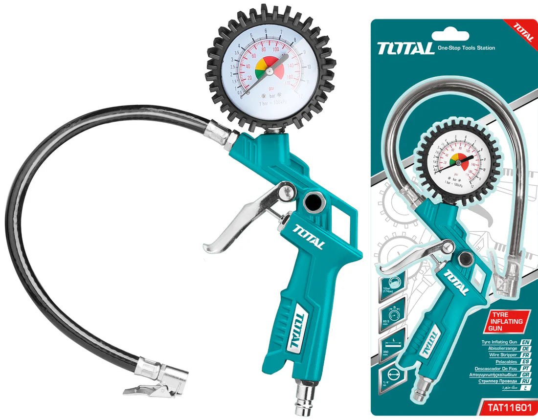 TOTAL TAT11601 Air Tire Inflating Gun with Gauge - 120 PSI Total